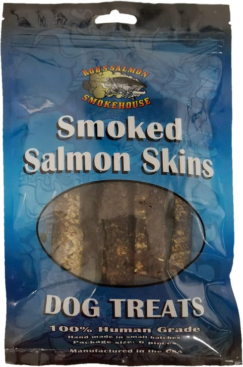 Rob's Salmon Smokehouse Dog Treats - Salmon Skins - Healthy and All Natural - High Protein - Single Ingredient Hand