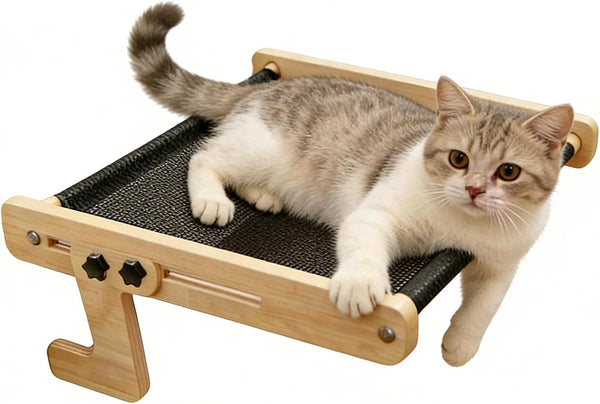 Generic Cat Window Perch - Double-Layer Window Sill Cat Hammock, Wooden Pet Sleeping