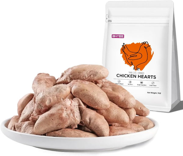 7 OZ Freeze Dried Chicken Hearts Treats for Dogs Cats, High Protein