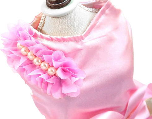 SMALLLEE_LUCKY_STORE Pet Small Dog Wedding Dress with Bowknot, Pink, Large, Birthday Party Costume