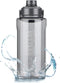 Half Gallon/64oz Water Bottle With Handle, Leak Proof with Removable Strainer, BPA Free Fitness 2L Sports Jug (Grey)