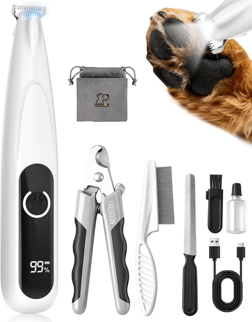 IREDOON 2026 New Pet Precision Trimmer, 35dB Low-Noise Dog Paw Trimmer with