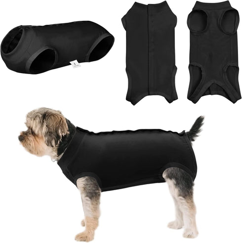 SAWMONG Recovery Suit for Dogs, Professional Surgical Suit for Male & Female, Black, XX-Large, After Surgery Spay Neuter