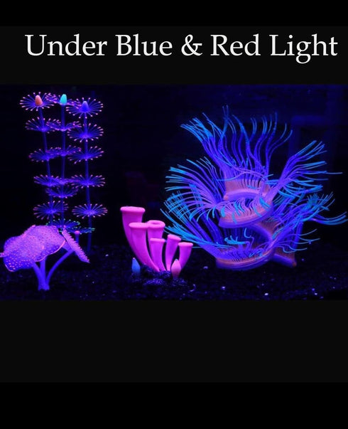 4 Pieces Aquarium Fish Tank Decorations with Glowing Effect, Silicone Glow Artificial Coral Reef Plants