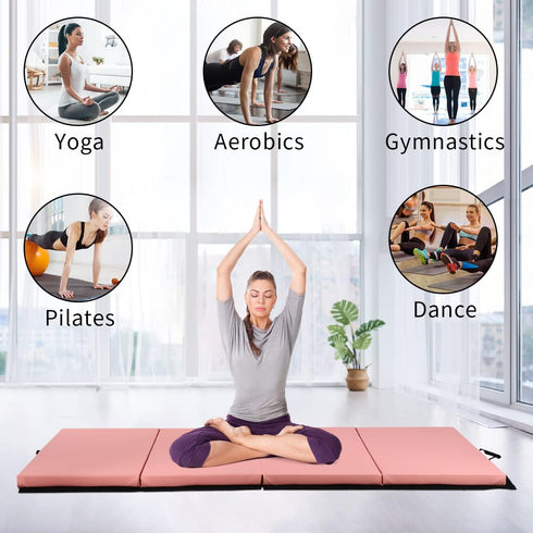BLKMTY Gymnastics Mats, Folding Exercise Mat Gym Yoga Aerobics Fitness Mats Kids' Gymnastics Tumbling Mat with Carrying