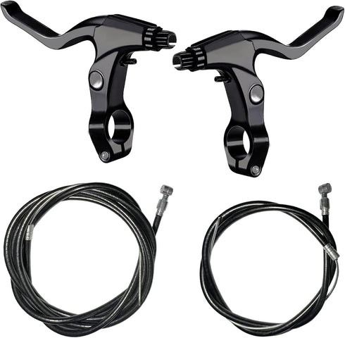 Lomodo 4 Pieces Bicycle Brake Accessories, 2 Pack Aluminium Alloy Brake Levers & 2 Pack Brake Wire (Black)
