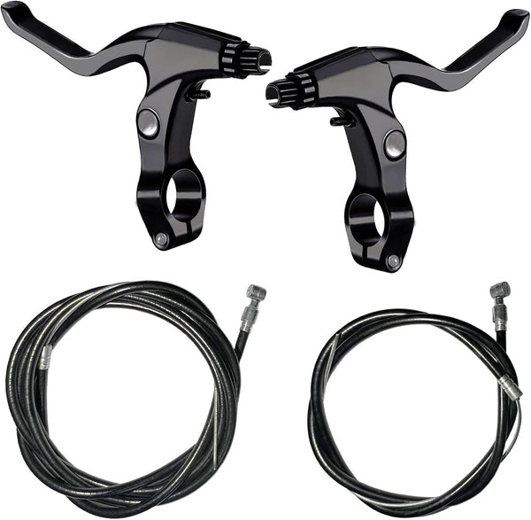 Lomodo 4 Pieces Bicycle Brake Accessories, 2 Pack Aluminium Alloy Brake Levers & 2 Pack Brake Wire (Black)