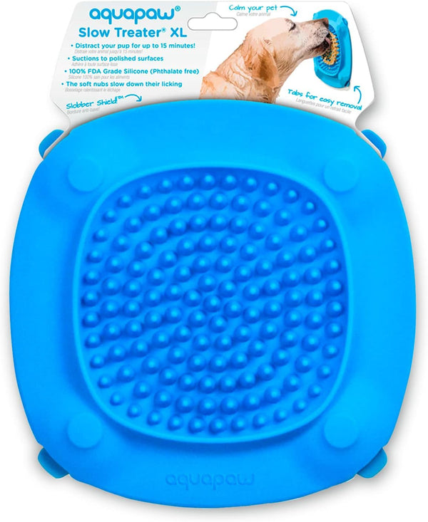 Aquapaw Lick Mat for Dogs, XL Blue with Suction Cups, Secure-Grip Slow Feeder Pad & Shower Lick Toy