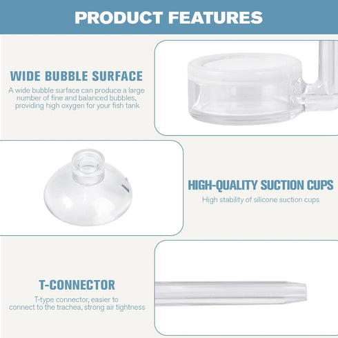 ZRDR Aquarium Air Refiner Kit, Low-Pressure Bubbler for Aquarium Fish Tank with Control Valve and Suckers Oxygen Diffuser Makes Super Tiny Bubbles for Fish Tank and Hydroponic
