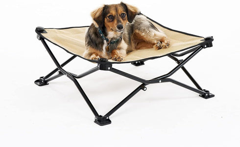COOLAROO On the Go Cooling Elevated Dog Bed - Portable for Travel & Camping, Standard, Desert Sand