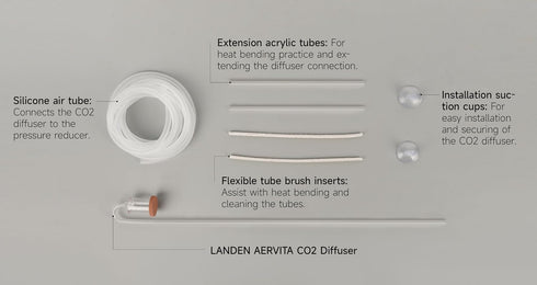 LANDEN AERVITA CO2 Diffuser Kits, Nano-Sized Ceramic Diffusing Disc, Professional Aquarium CO2 for Tanks Over 50gal