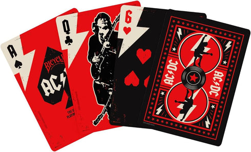 1 Bicycle ACDC Playing Cards, Features Iconic ACDC Song Titles and Band Designs, Red and Black, Deck