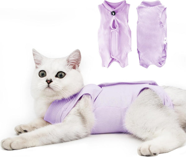 DOTON Cat Recovery Suit - Male and Female Surgical Post Surgery Soft Cone Onesie Shirt Clothes, Neuter Licking