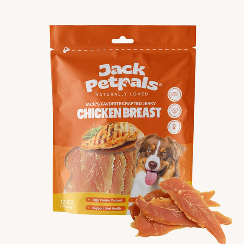 '-12oz -1 Pack Jacks Favorite Crafted Jerky Chicken Breast - Premium Natural Chicken Jerky for Dogs - High Protein