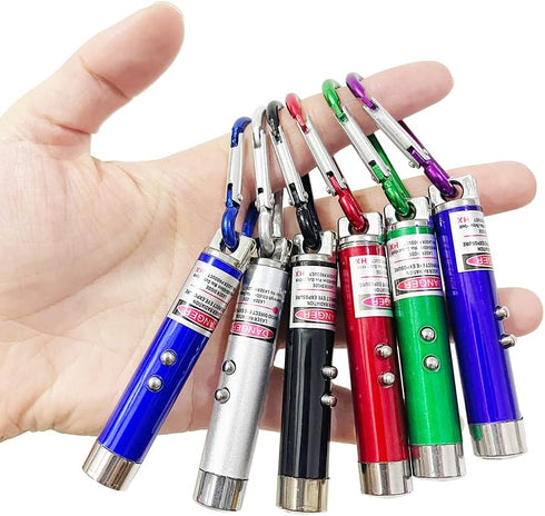 6 PCS Mini Keychain Laser Pointer - LED Flashlight Dog Cat Toy Remote Control