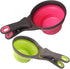 Collapsible Pet Scoop Silicone Measuring Cups Set, 3 in 1 Multi-Function Dog Snack Measuring Cup Set of 2.