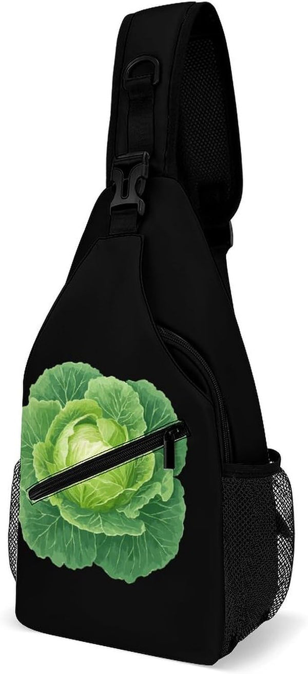 Generic Lettuce Cabbage Vegetable Leaves Crossbody Sling Bags Travel Chest Bag Casual Shoulder