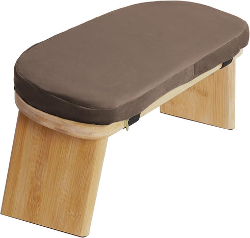 Folding Bamboo Meditation Stool, Meditation Bench with Velvet Cushion & Carry Bag,