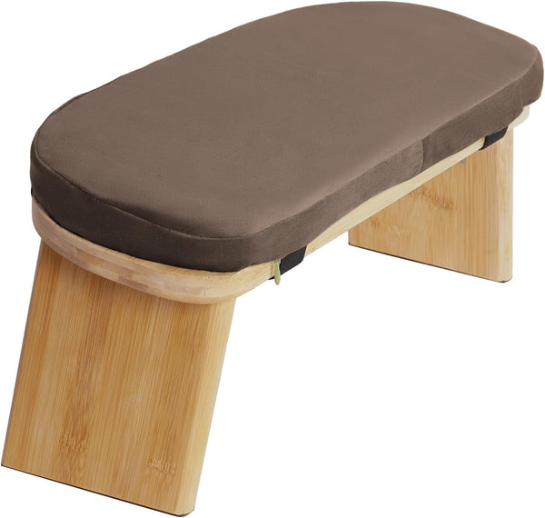 Folding Bamboo Meditation Stool, Meditation Bench with Velvet Cushion & Carry Bag,
