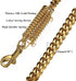 Gold Dog Chain Leash 15mm Cuban Link with Strong Buffer Spring, No-Pull Genuine Leather Handle for Large Dogs