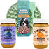 BUDDY BUDDER Superberry Snoot + Pumpkin Pup Blue Dog Enrichment Mat Combo, 100% Natural Dog Peanut Butter, 17oz Jars