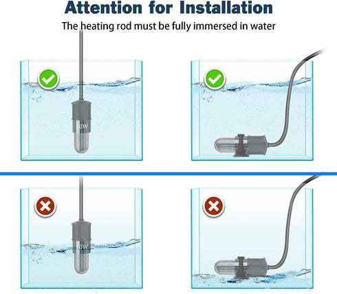 Adjustable Mini Aquarium Heater, 10W/20W/30W, Submersible Small Fish Tank Heater with Digital Display
