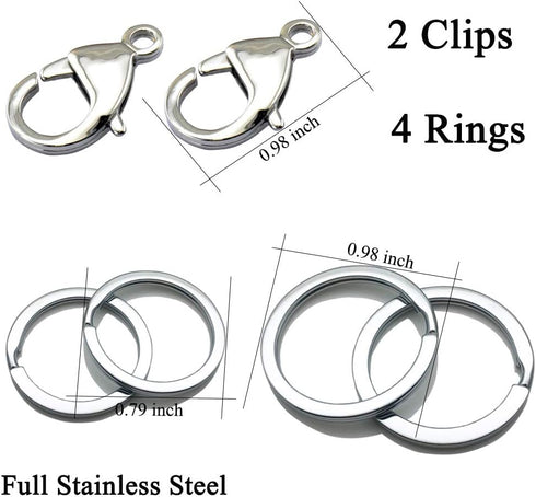 IVIA Dog Tag Clips / 316 Stainless Steel Lobster Buckle with Rings for Cat & Dog Collars (2 Pack Silver)
