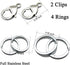 IVIA Dog Tag Clips / 316 Stainless Steel Lobster Buckle with Rings for Cat & Dog Collars (2 Pack Silver)