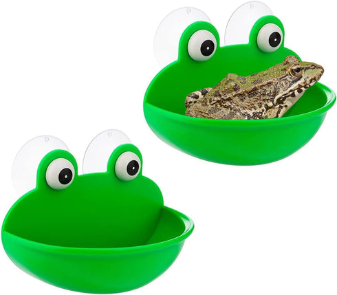 Frog Habitat with Suction Cup, 2 Pcs Cute Fish Tank Accessories for Tree Frog Toad Tadpole Decor