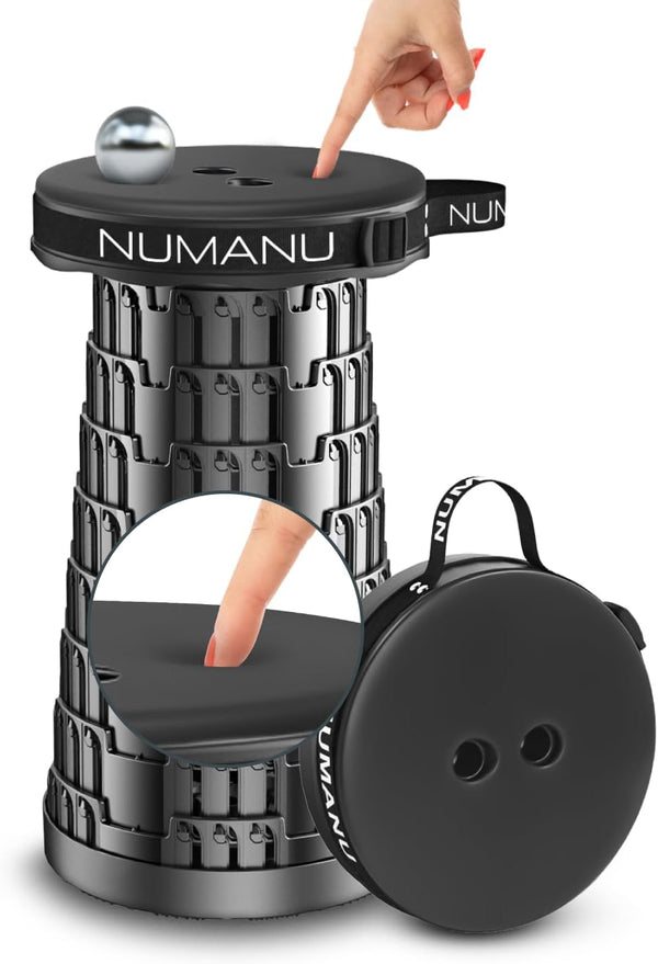 NUMANU 2026 Upgraded Padded Collapsible Stool, Max 620lbs 2.5"-18" H Adjustable Portable