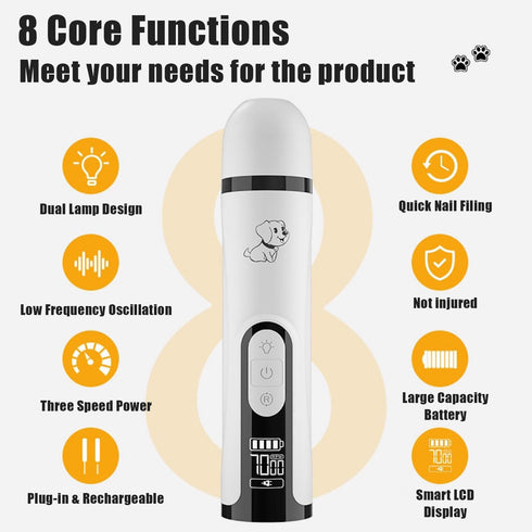 Partekavo 2026 2 3 Trimmers,2000mAh (2 New Ultra Quiet Pets Nail Grinder with Lights,Adjustable Speeds Dog Nail