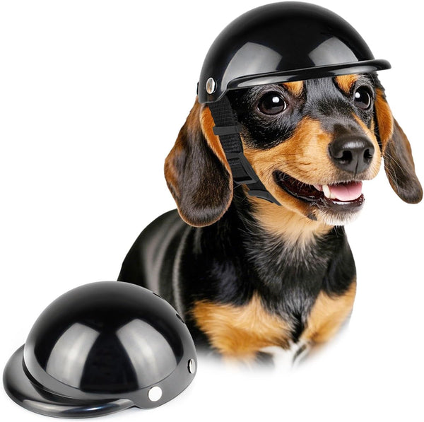 Lesypet Black Small Dog Helmet for Small Breeds, Motorcycle Safety Hat for Outdoor Dogs and Puppies