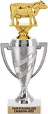Crown Awards Dairy Cow Trophy, 10" Silver Cup Dairy Cow Trophies with