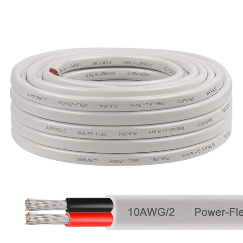 10 Gauge Marine Wire, 20FT 10 AWG Tinned Copper Oxygen-Free Boat Cable