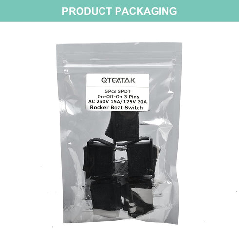 QTEATAK 5Pcs SPDT Toggle Rocker Switch, 3 Position ON/Off/ON, AC 15A/250V for Car Boat