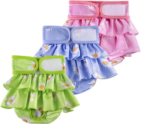 Daslakdc Female Dogs Physiological Pants,Reusable Dog Diapers Female,Washable Diapers3 Pieces * M SizeWaist
