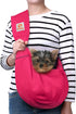 TOMKAS Dog Sling Carrier, Adjustable Strap for Small Dogs, Rose Red, Zipper Pocket for 3-10 lbs