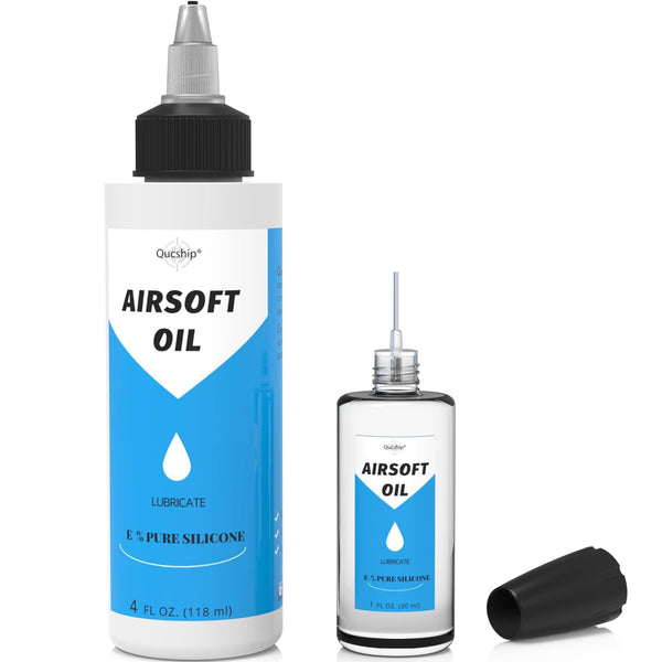 Qucship Airsoft Oil 4 oz & 1 oz Needle Oiler 100% Silicone Air