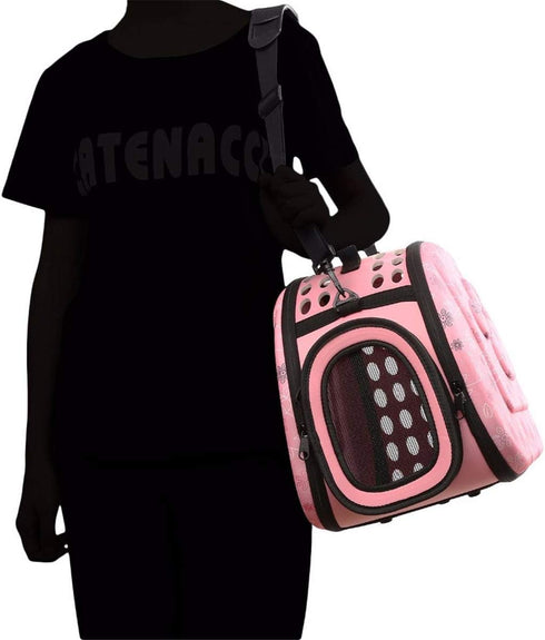 Lofik inch Travel Outdoor Portable Folding Pet Dog Carrier Cat Carrier Pet Travel Bag Pet Breathable Tote Pink