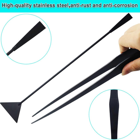 Aquarium Aquascape Tools Kit, 15 Inch Stainless Steel Aquatic Plants Tools, 4 in 1 Anti-Rust for Fish Tank Cleaning