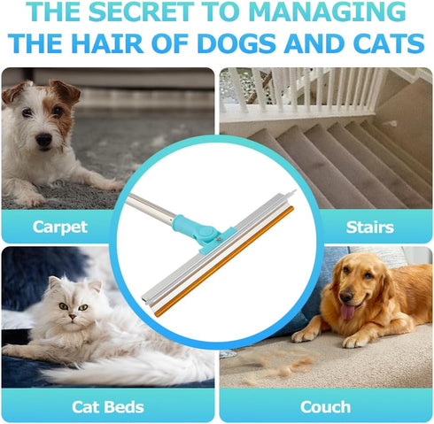 Kakalote 20"- 55" 2pcs Comb(3pc Sets) Carpet Rake for Pet Hair Removal, Adjustable Long Handle Cat Dog Fur Rakes