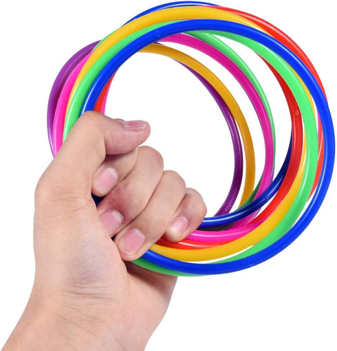 OBTANIM 12 Pcs Plastic Ring Toss Game for Kids, Outdoor Toss Rings, Random Colors