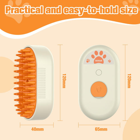Dog Steam Brush, 3 in 1 Cat Steam Brush, Silicone Massage Grooming Tool for Shedding, Rechargeable Defur Comb
