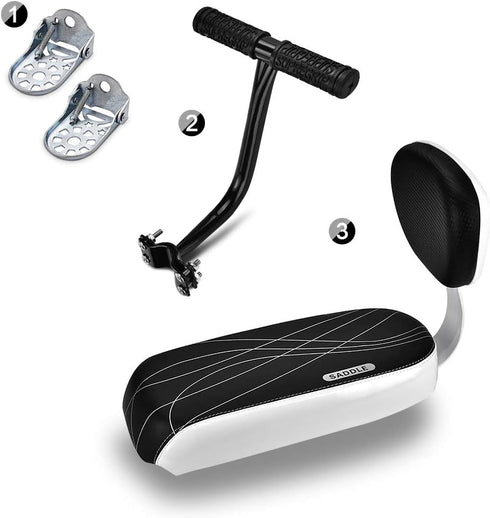 Set Sets Rear Seat, Child Safety Cushion Back Seat Armrest Child Carrier Cycling Seat Handrail Rear Feet Pedals