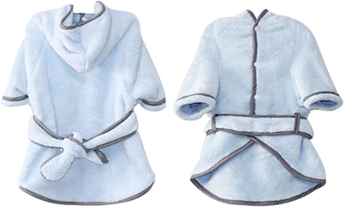 Dog Bathrobe, Microfiber Fast Drying Absorbent Hooded Bath Towel White for Puppy Small Medium Large Dog Cat (L