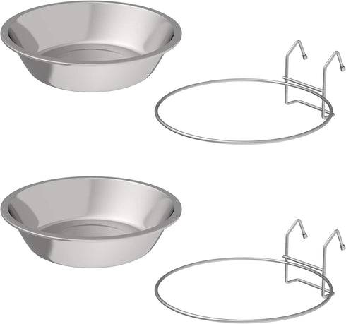 PETMAKER Stainless-Steel Hanging Pet Bowls, Large Feeder Dishes for Dogs & Cats, Set of 2, 48oz Each