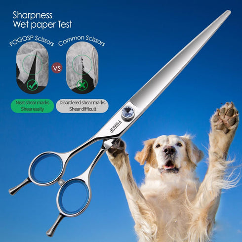 Straight Left Handed Dog Grooming Scissors 8.0'' Long, Large Dog Shears for Grooming Poodle