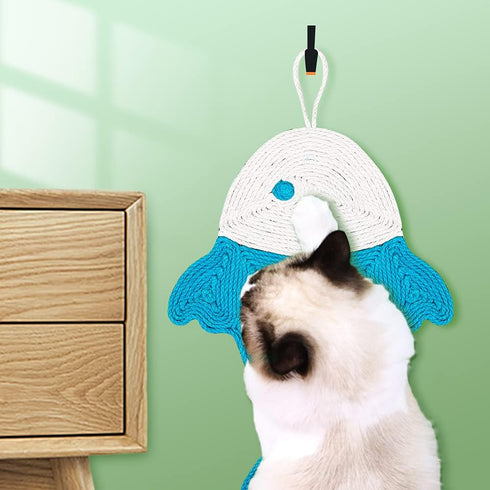 Cat Scratcher Pad Natural Sisal, Cute Hanging Mat for Indoor Cats, Protecting Furniture and Carpets