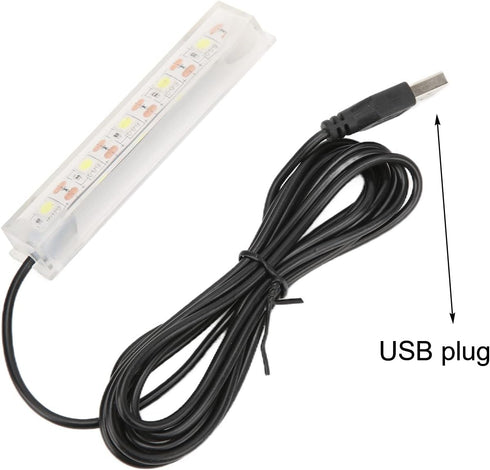 LED Aquarium Light - Small USB Fish Tank White Light for Daily Lighting and Plant Growth