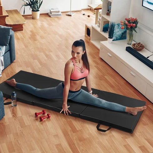 2 MMA, ZENY Thick Tri-fold Folding Gym Exercise Mat Extra Thick Gymnastics Mat Tumbling Mat with Carrying Handles